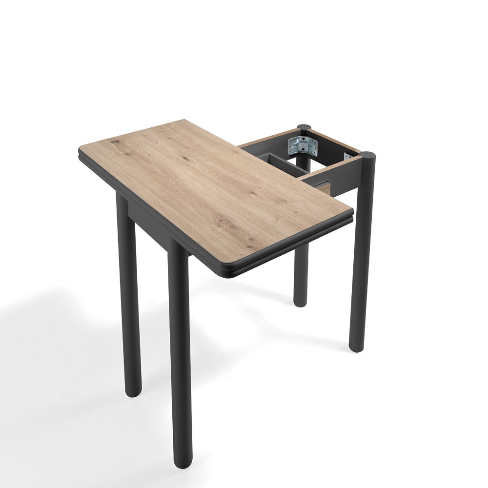 MOMMA HOME MESA DE COCINA DE MADERA - MODELO POMPEYA BLACK- MEDIDAS 80 X 40/80 X 78 CM