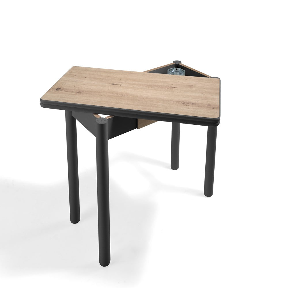 MOMMA HOME MESA DE COCINA DE MADERA - MODELO POMPEYA BLACK- MEDIDAS 80 X 40/80 X 78 CM