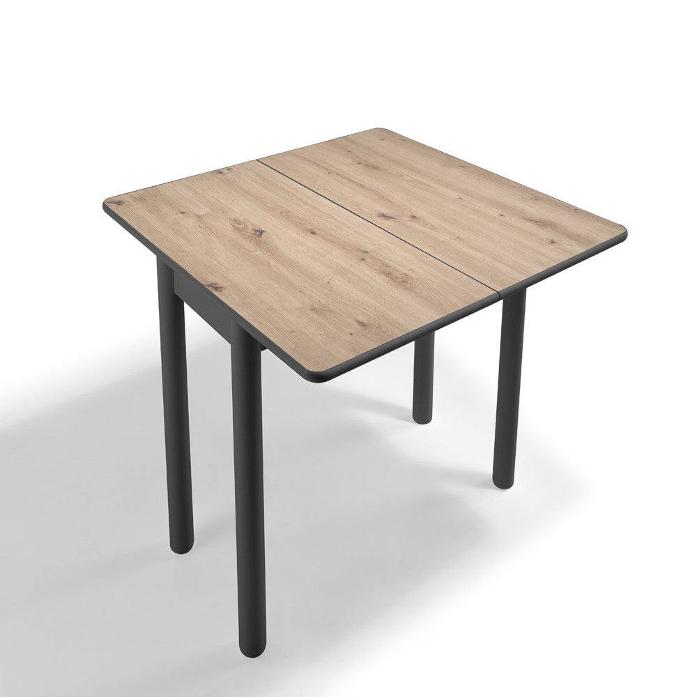 MOMMA HOME MESA DE COCINA DE MADERA - MODELO POMPEYA BLACK- MEDIDAS 80 X 40/80 X 78 CM