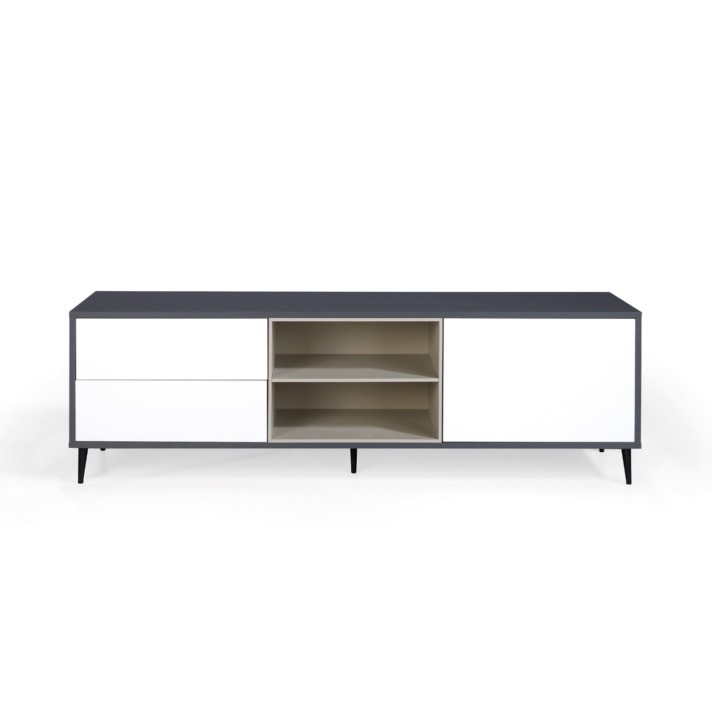 MOMMA HOME Mueble TV LEA, Salón comedor Antracita-Blanco polar 180x42x55cm