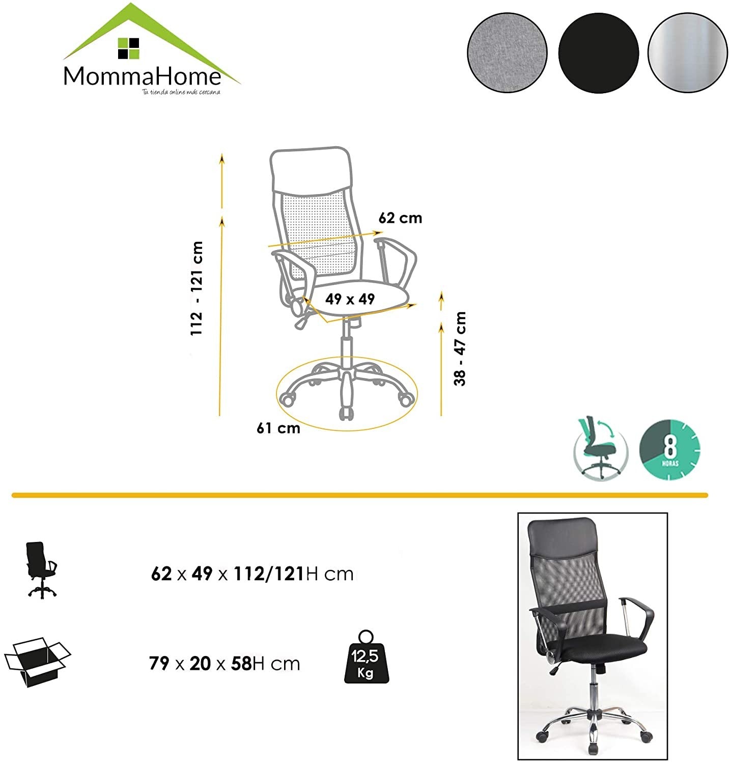 MOMMA HOME Silla de Oficina - Modelo Celta - Silla de Oficina Ergonómica - Elegante y Moderna - Comodidad Asegurada