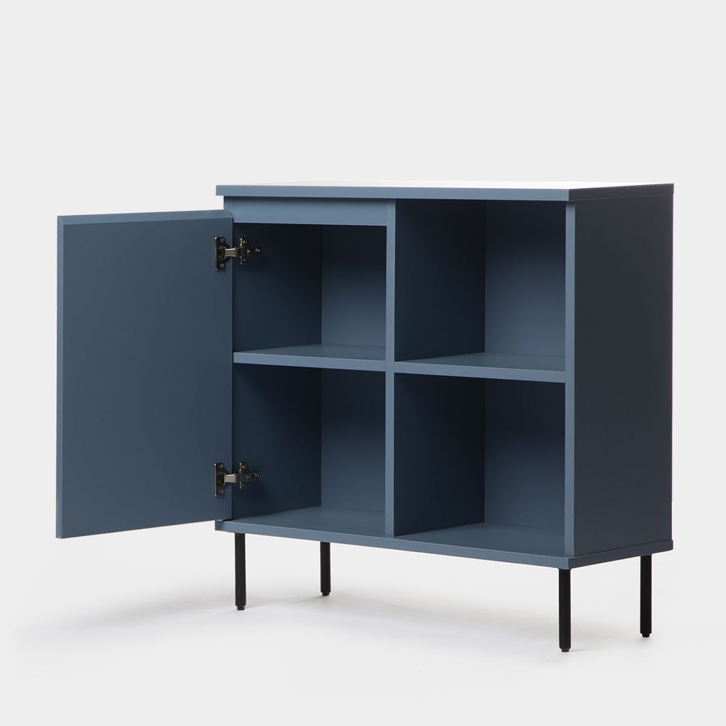 Mueble recibidor con puerta en madera color azul Esben -  Klast