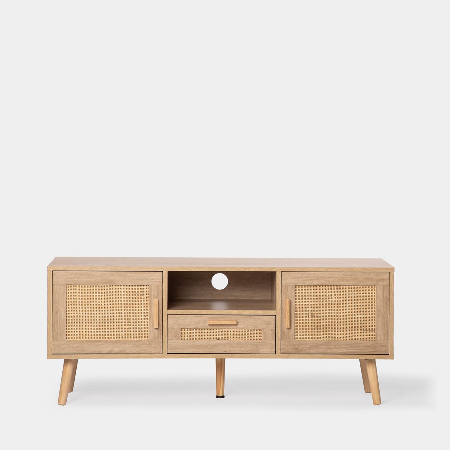 Mueble TV 120 en madera color natural y ratán natural Tahiti -  Klast