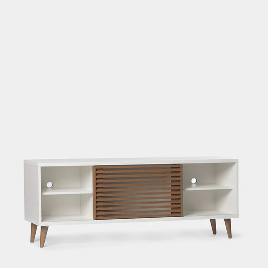 Mueble TV 136 en madera color blanco y natural Palm -  Klast