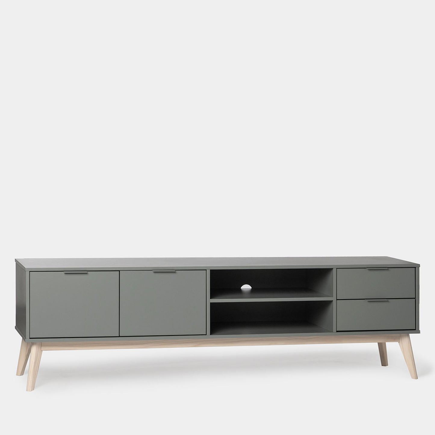 Mueble TV 180 lacado en color verde antracita Troy -  Klast