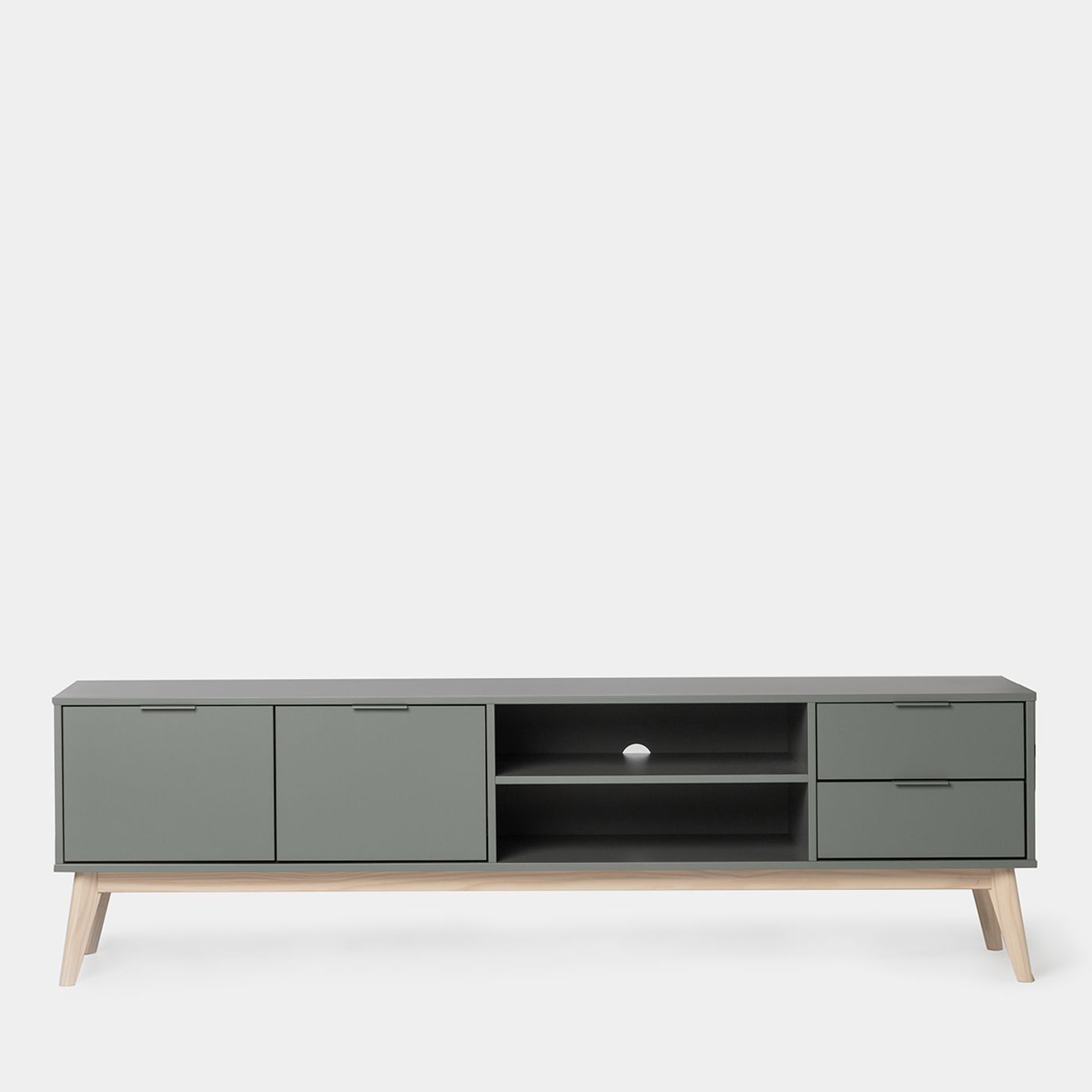 Mueble TV 180 lacado en color verde antracita Troy -  Klast