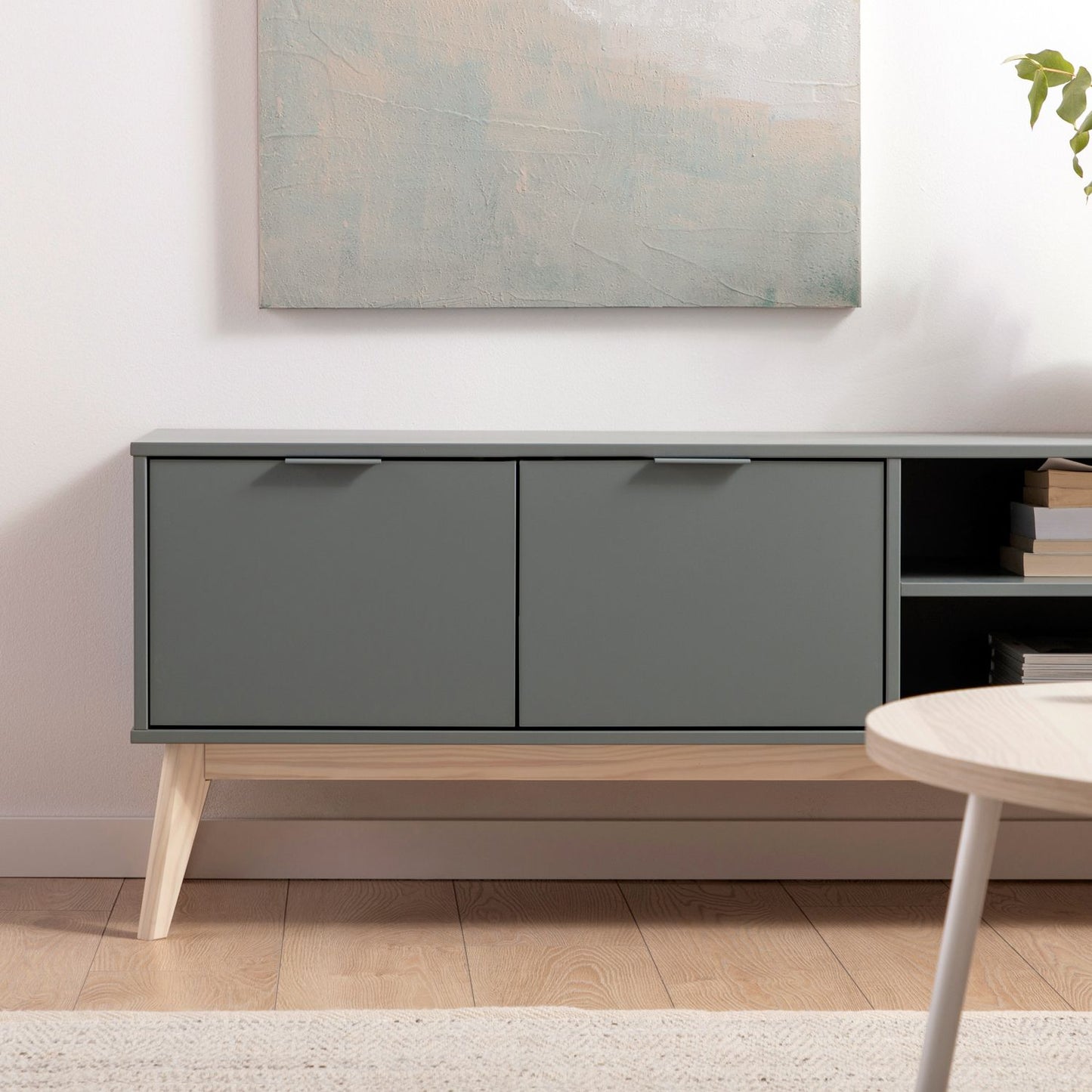 Mueble TV 180 lacado en color verde antracita Troy -  Klast