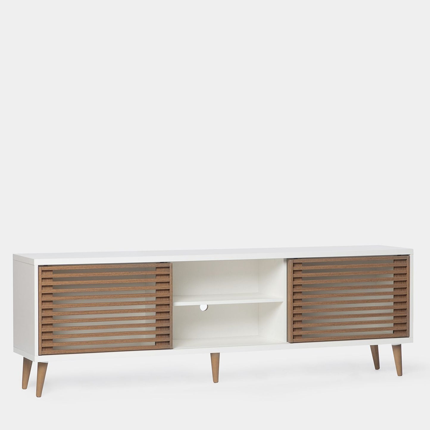 Mueble TV 180 en madera color blanco y natural Palm -  Klast