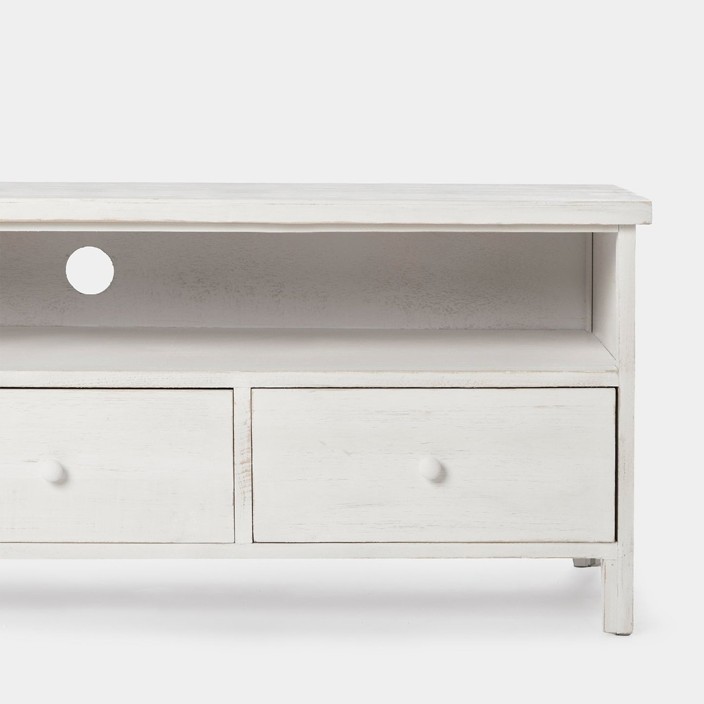 Mueble TV 140 en madera reciclada color blanco decapado Folk -  Klast