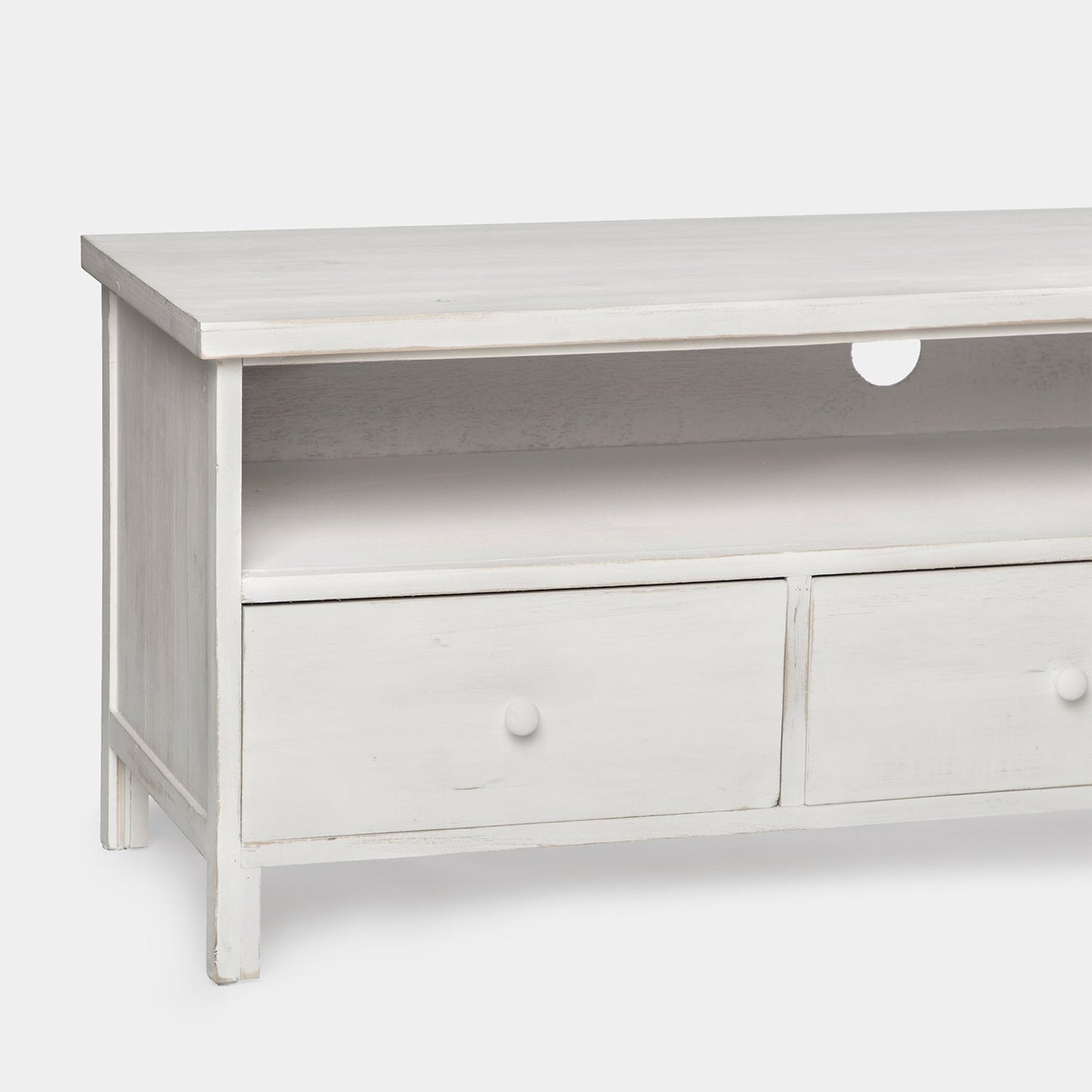 Mueble TV 140 en madera reciclada color blanco decapado Folk -  Klast