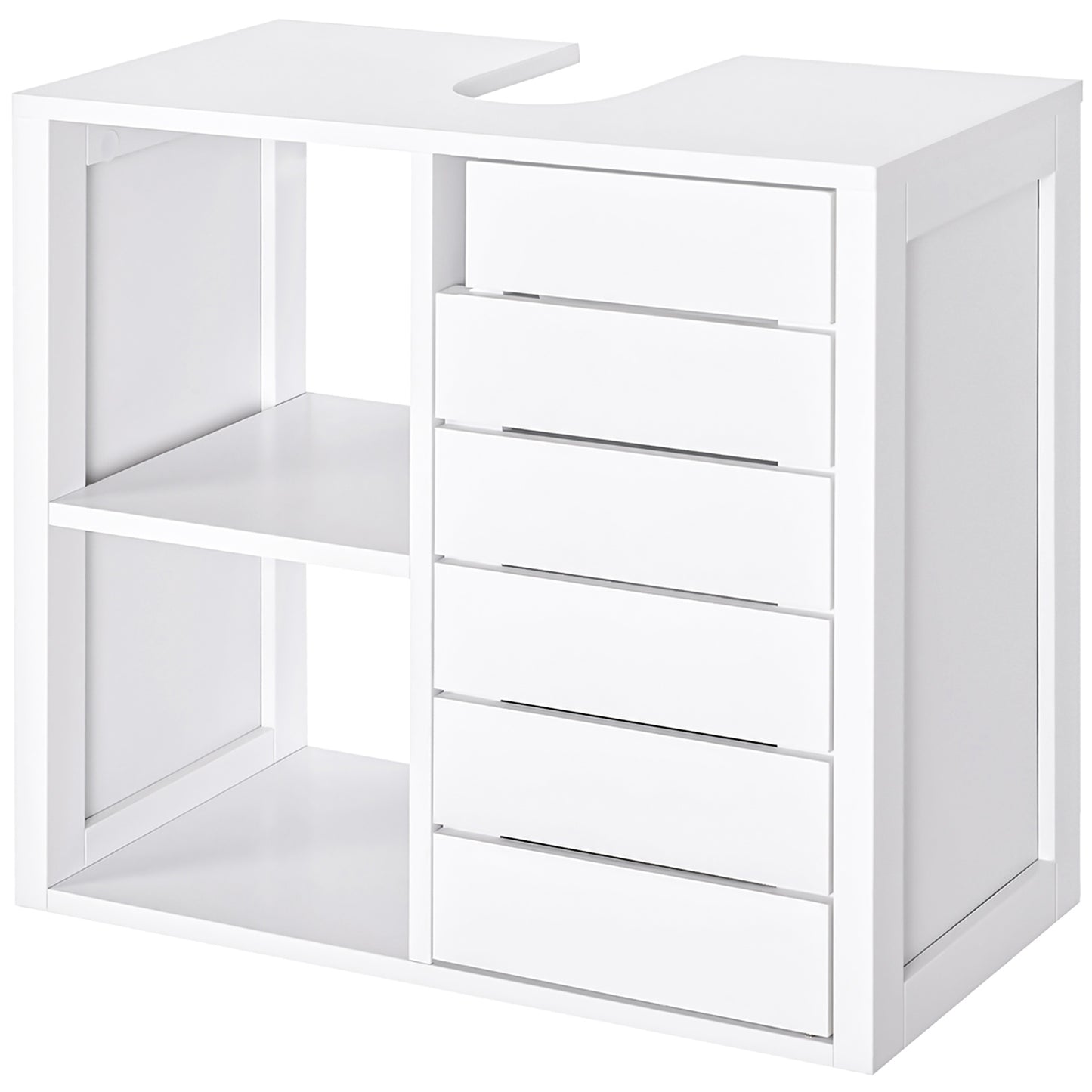 kleankin Mueble Bajo de Lavabo para Baño Suspendido Compacto con 2 Estantes Abiertos y Zona Cerrada 60x30x54 cm Blanco