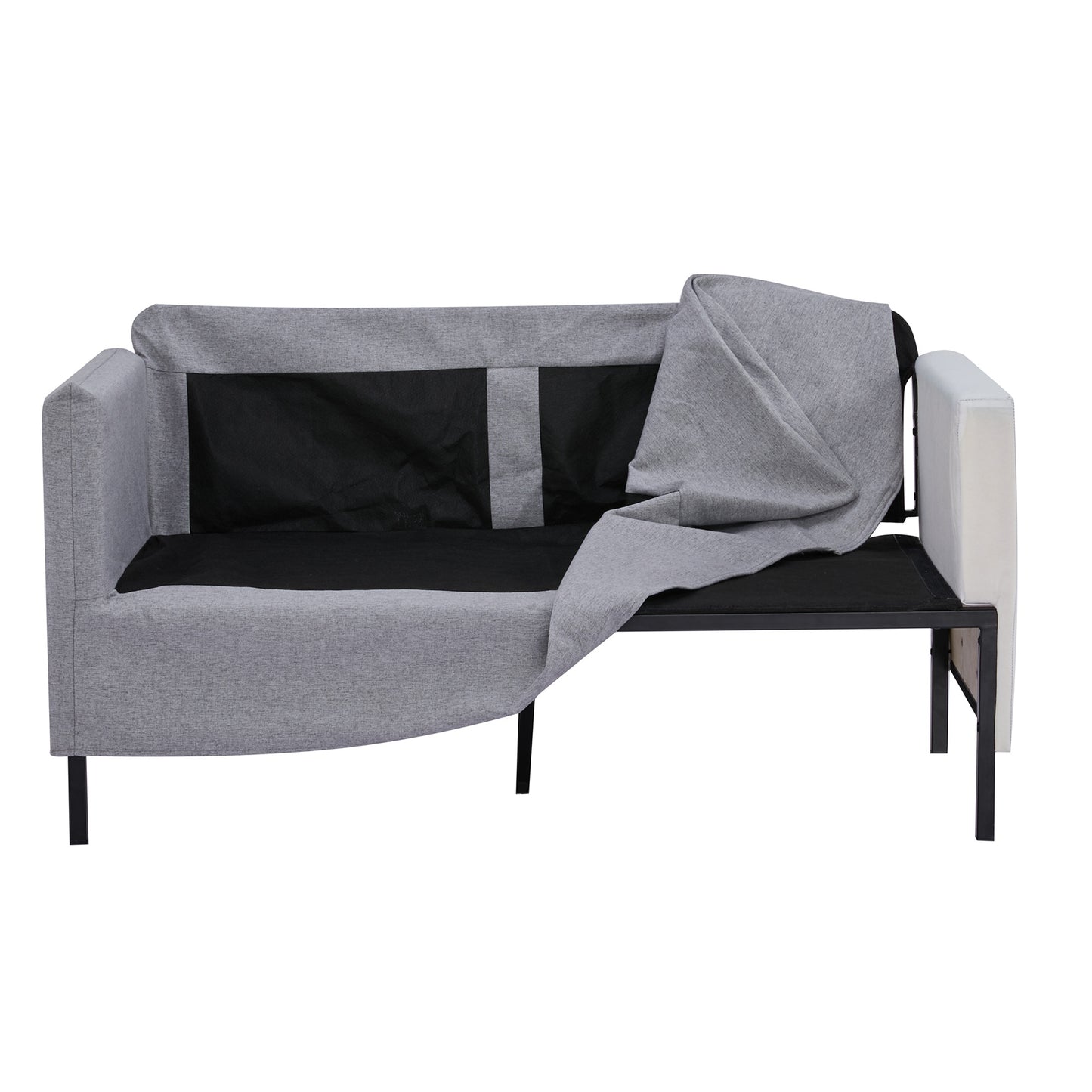 HOMCOM Sofá de 2 Plazas Tapizado en Lino Sintético Sillón Biplaza de Salón con Cojines Acolchados Desenfundables Reposabrazos y Patas de Acero 130x67x76,5 cm Gris