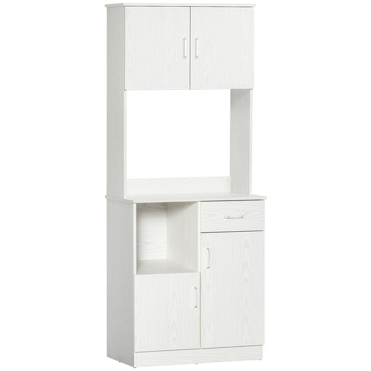 HOMCOM Alacena de Cocina Armario de Cocina Aparador de Comedor con 1 Cajón Estante Ajustable y Estante Abierto Estilo Moderno Antivuelco 71x41x178 cm Blanco