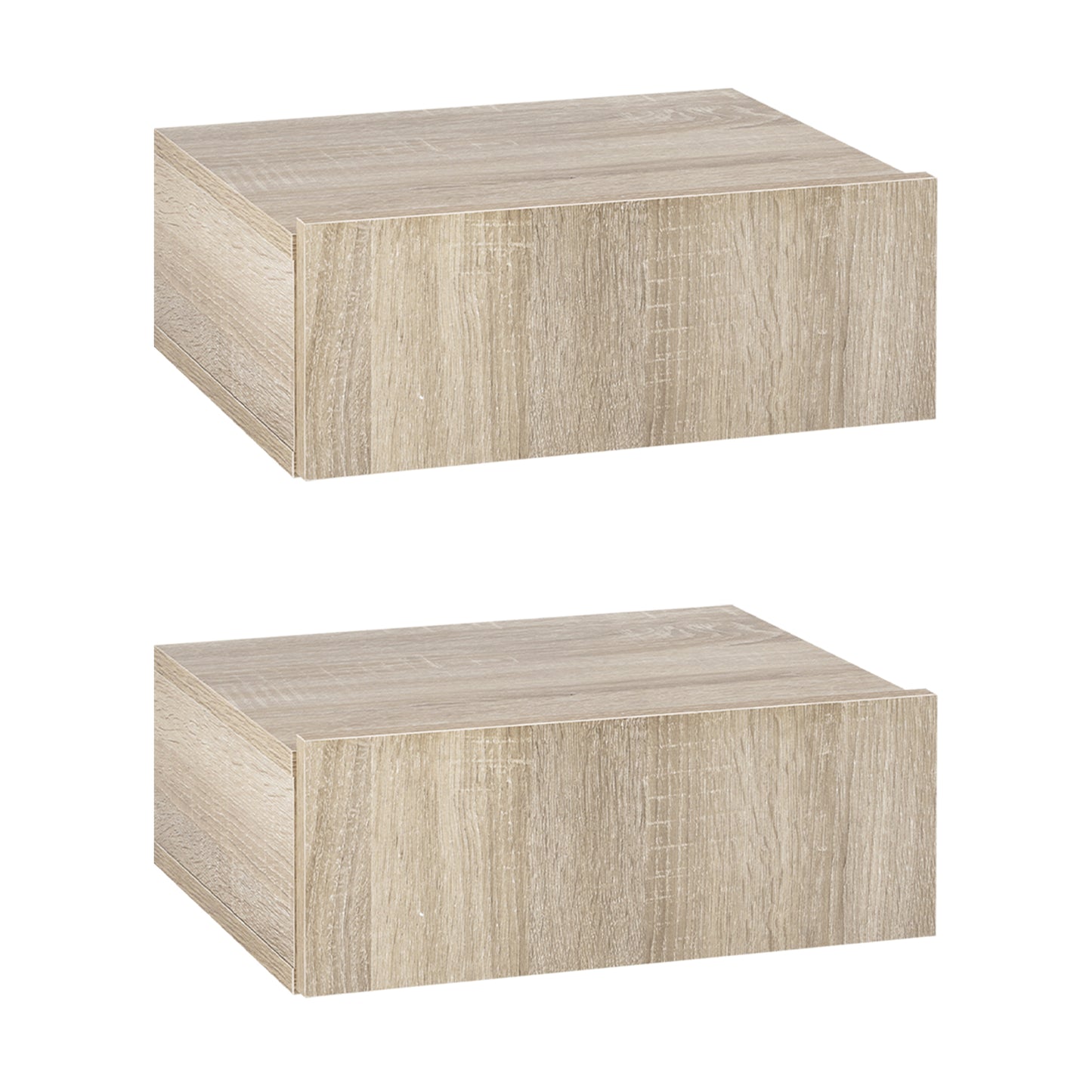 HOMCOM Set de 2 Mesitas de Noche Flotantes con 1 Cajón Diseño Montado en la Pared Estilo Moderno para Dormitorio 40x30x15 cm Natural