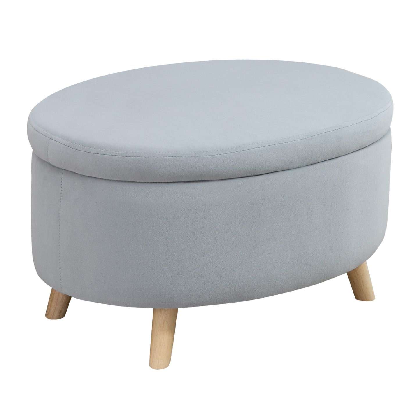 HOMCOM Otomana Puff Tapizada en Terciopelo Acolchada Taburete de Almacenaje con Tapa Extraíble y Patas de Madera para Dormitorio Salón Pasillo 71x51,5x42 cm Gris