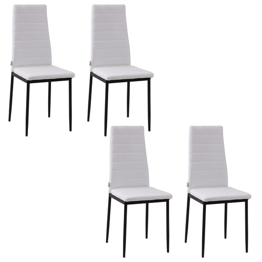 HOMCOM Set de 4 Sillas de Comedor Tapizadas en Lino y Patas de Metal Sillas de Cocina Modernas para Salón Carga 120 kg 41x50x97 cm Blanco