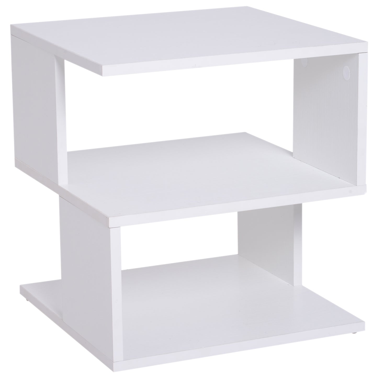 HOMCOM Mesa de Centro Mesita de Noche Mesita Auxiliar de 2 Niveles con Estante de Almacenamiento para Salón Dormitorio Librería 40x40x43 cm Blanco