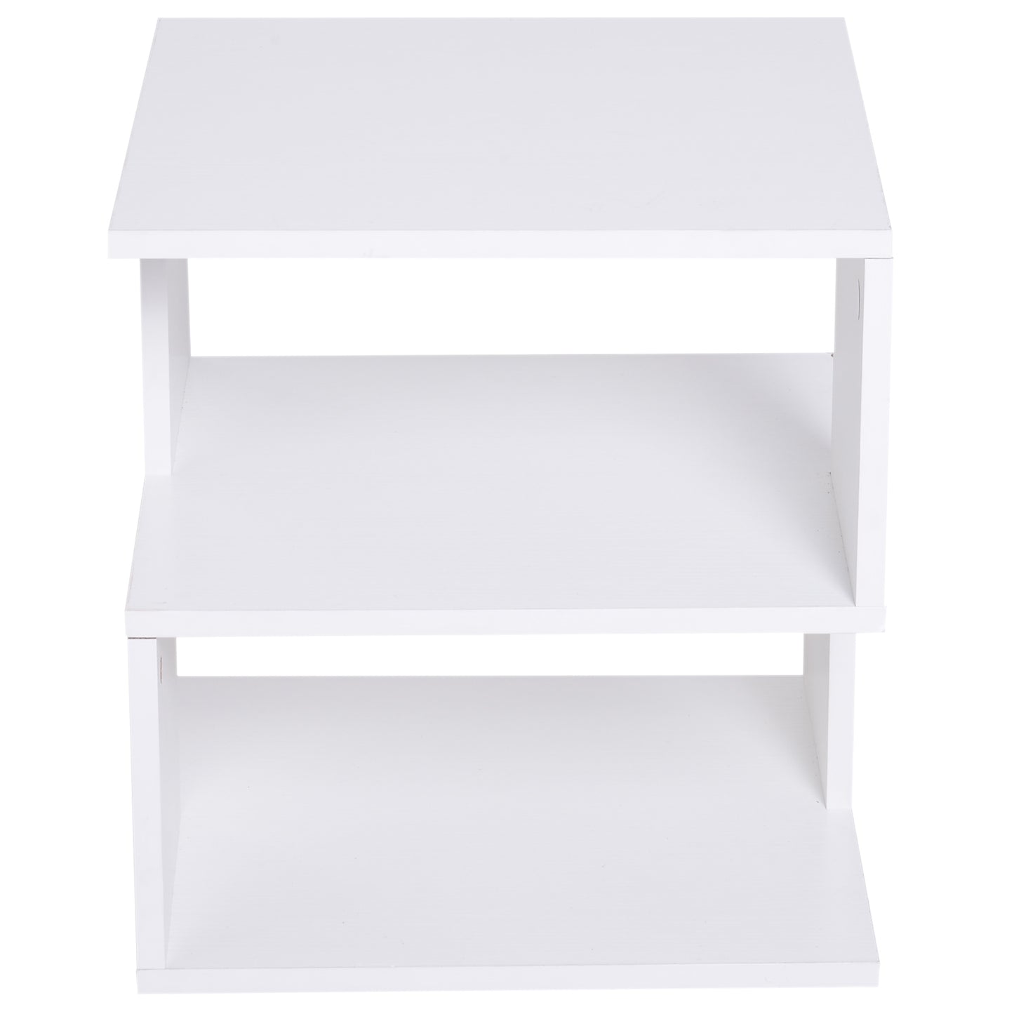 HOMCOM Mesa de Centro Mesita de Noche Mesita Auxiliar de 2 Niveles con Estante de Almacenamiento para Salón Dormitorio Librería 40x40x43 cm Blanco