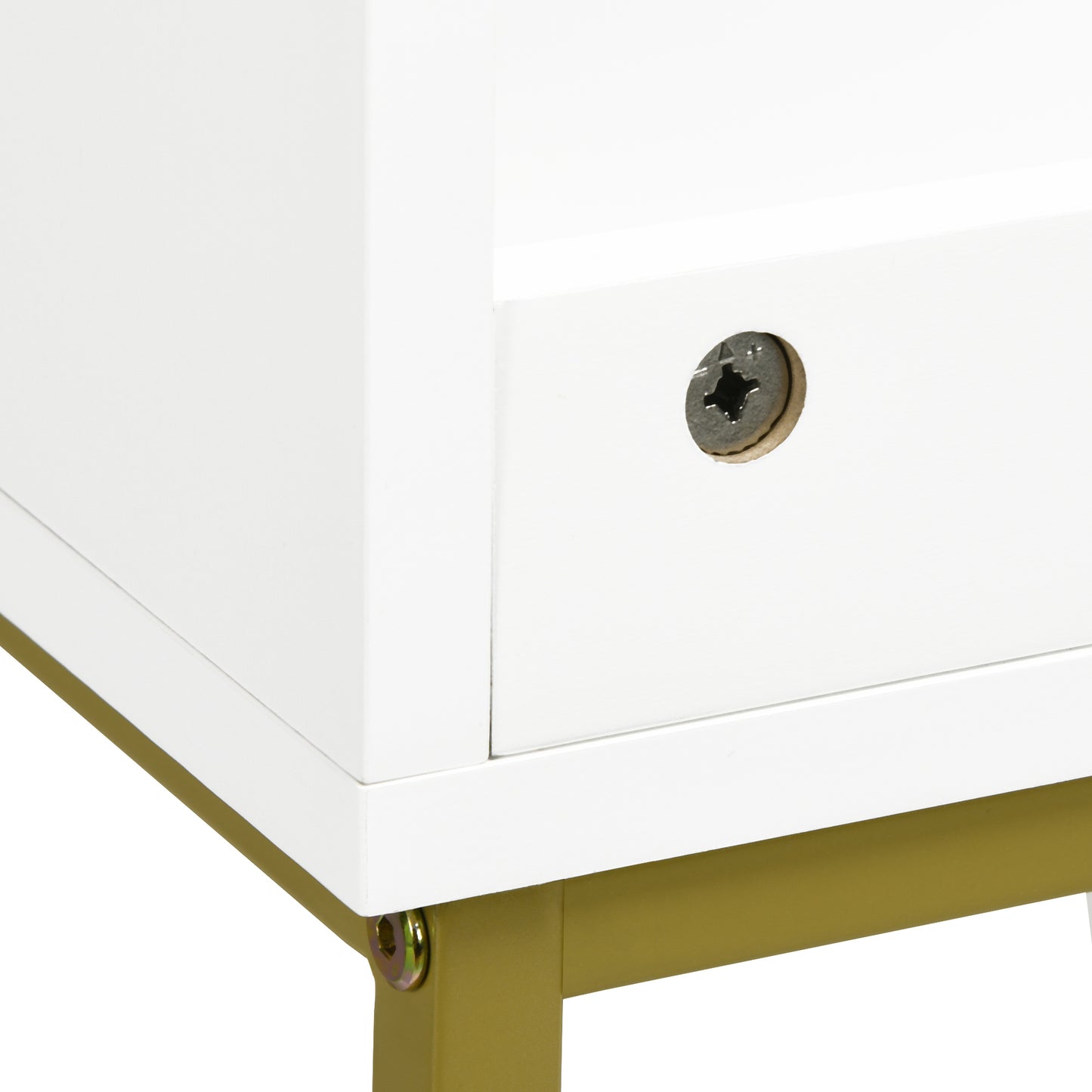 kleankin Mueble para Debajo del Lavabo Armario para Lavabo de Baño Moderno Armario Bajo con 2 Puertas y Patas de Acero Dorado 60x30x65 cm Blanco