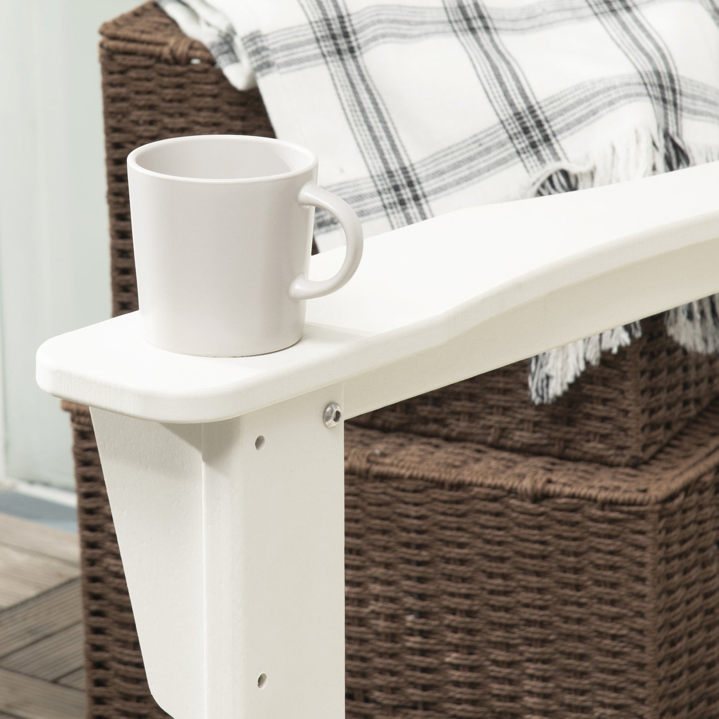 Outsunny Silla Mecedora de Jardín Mecedora para Exterior de Estilo Adirondack de HDPE para Balcón Terraza Patio Carga 120 kg 73,5x93x91,5 cm Blanco