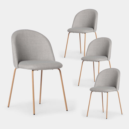 Pack 4 sillas de comedor tapizadas Elegance gris con pata natural Olivia -  Klast
