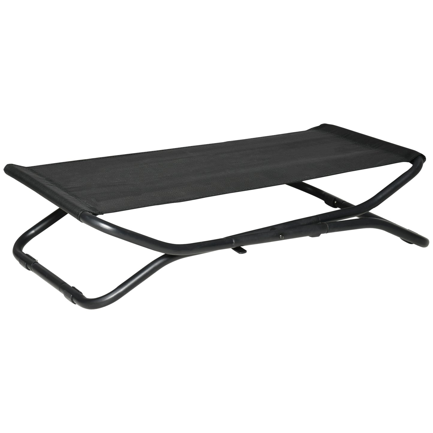 PawHut Cama Elevada para Perros Plegable Cama para Mascotas Pequeños Medianos con Tela de Malla Transpirable Marco de Acero para Interior Exterior 92x56,5x19,5 cm Negro