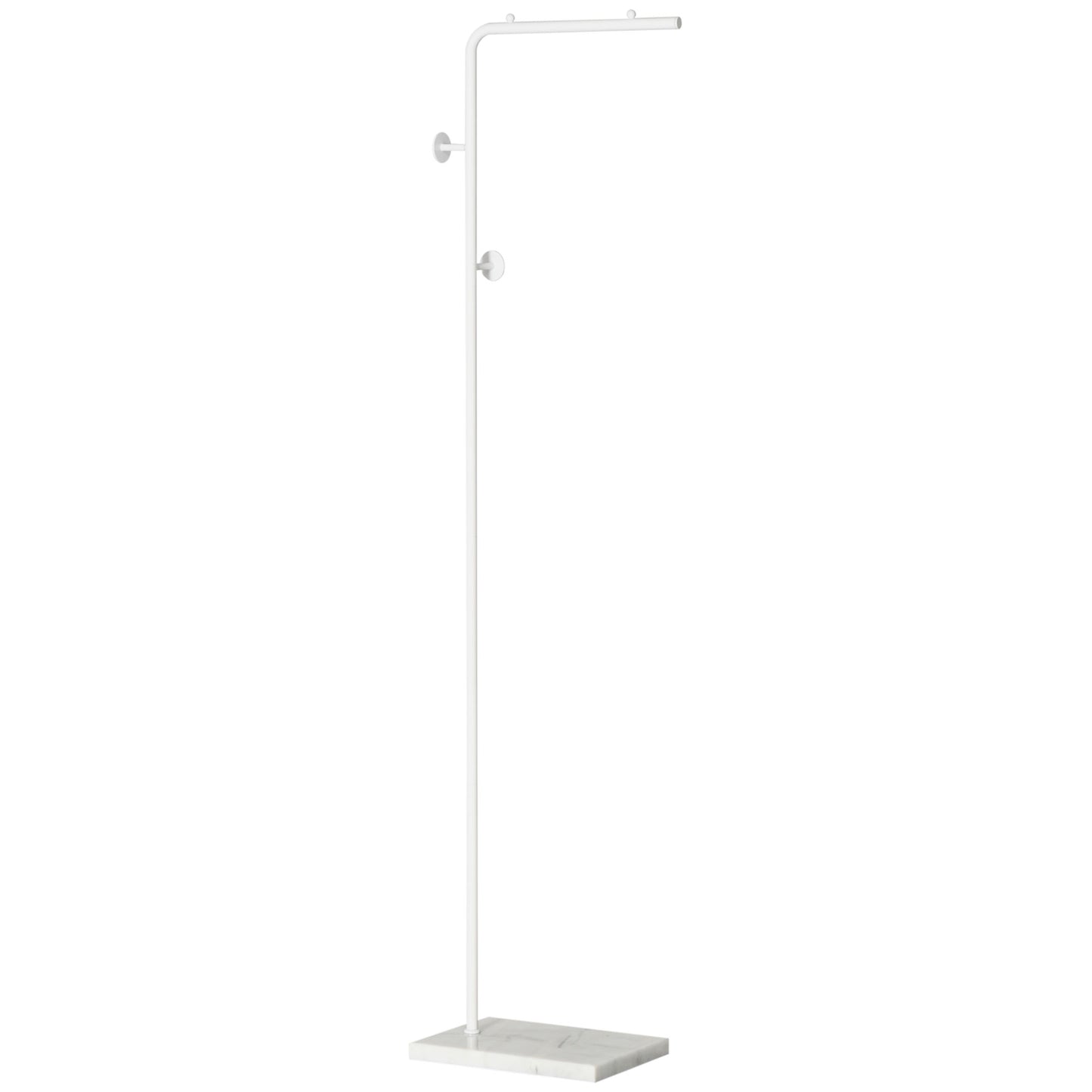 HOMCOM Perchero de Pie con Base de Mármol Perchero Moderno para Abrigos con 2 Ganchos Redondos Colgadores para Dormitorio Pasillo Entrada 35x25x170 cm Blanco