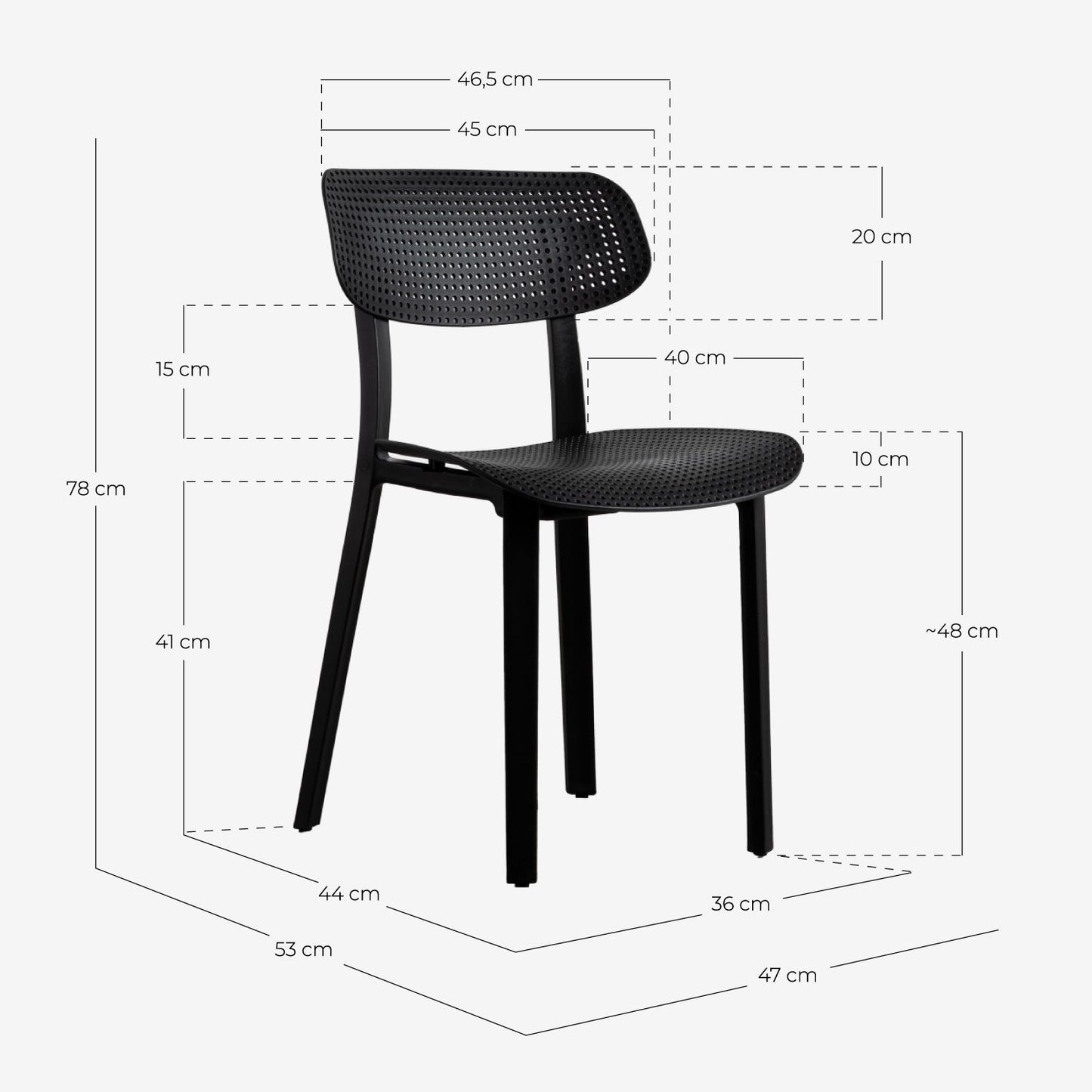 Pack 2 Sillas de Comedor de Polipropileno Dasi Rejilla Negro - The Masie