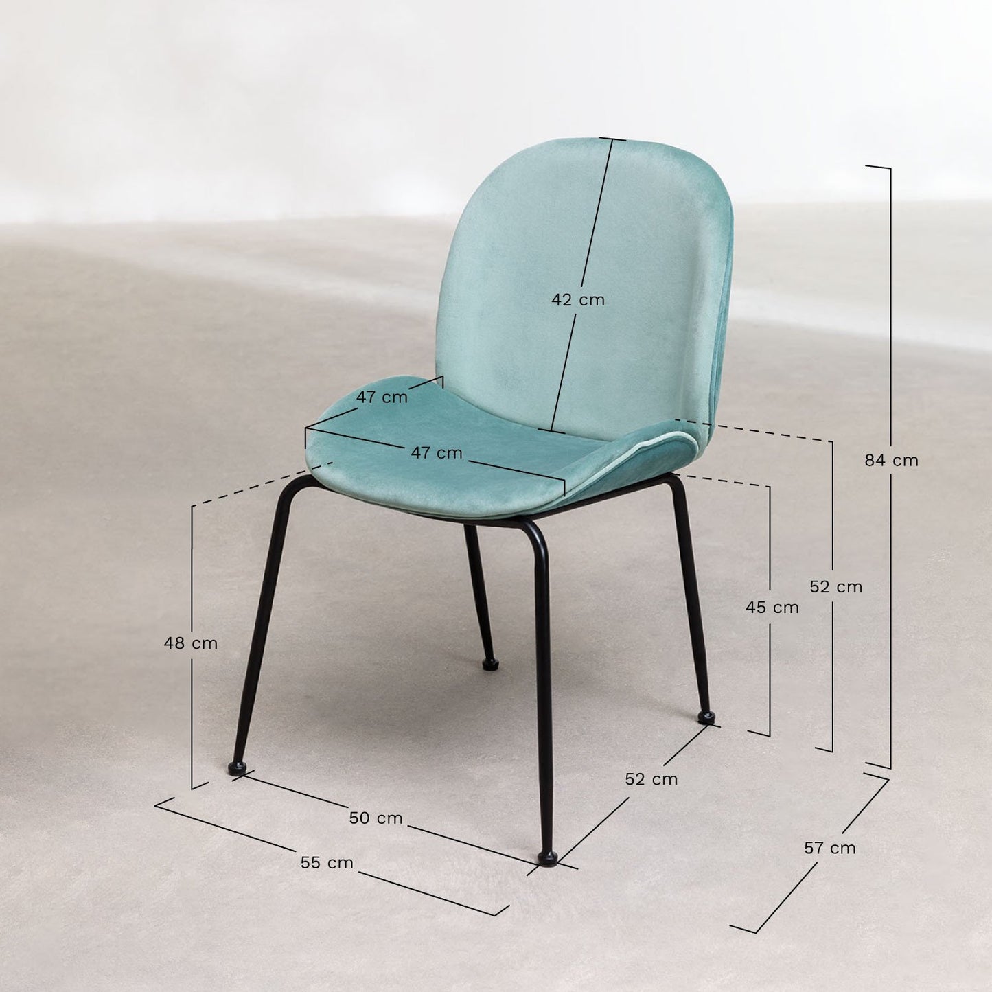 Pack de 2 sillas de comedor en terciopelo Pary Celadón -  SKLUM