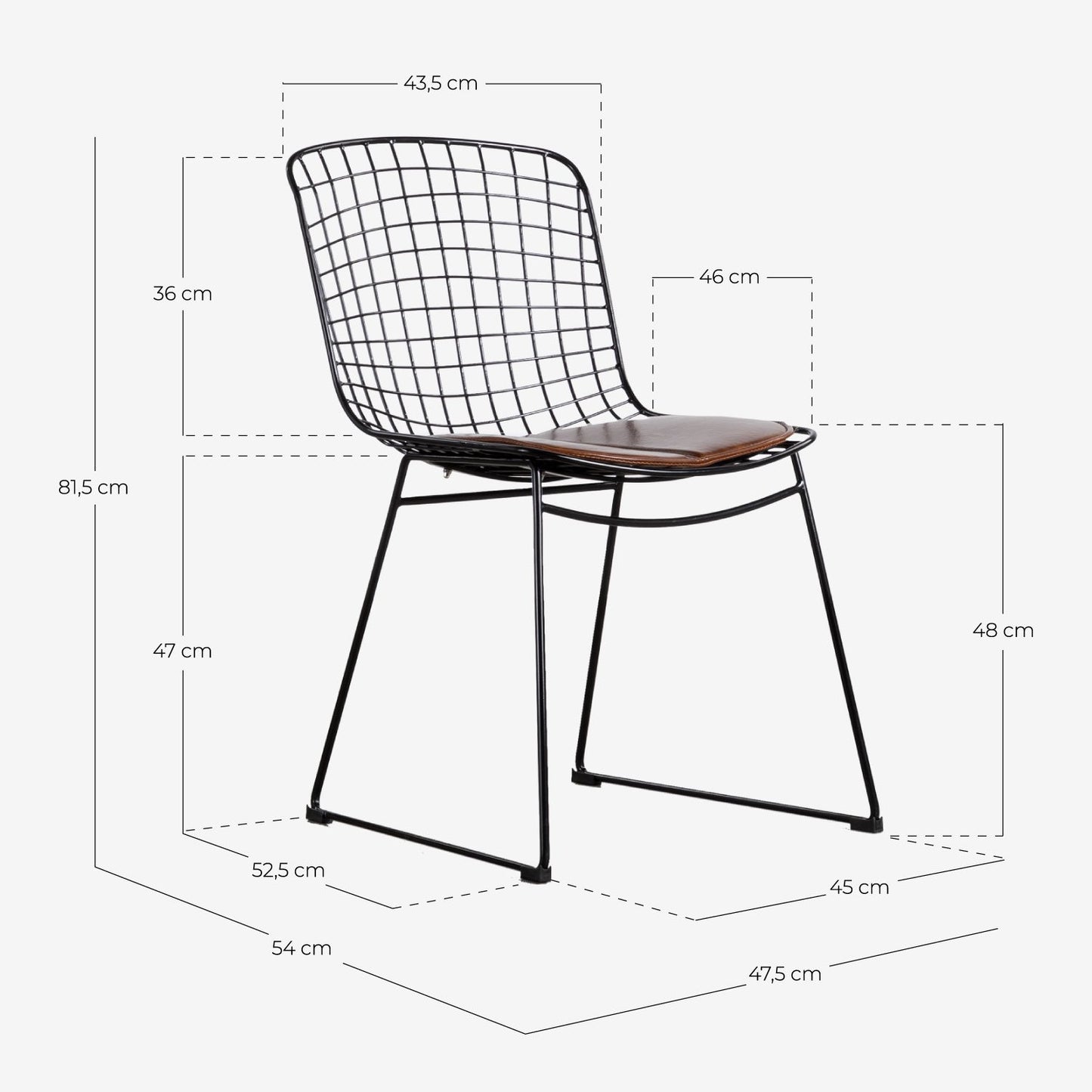 Pack 4 Sillas de Comedor de Acero Aras Respaldo Alto Negro - The Masie