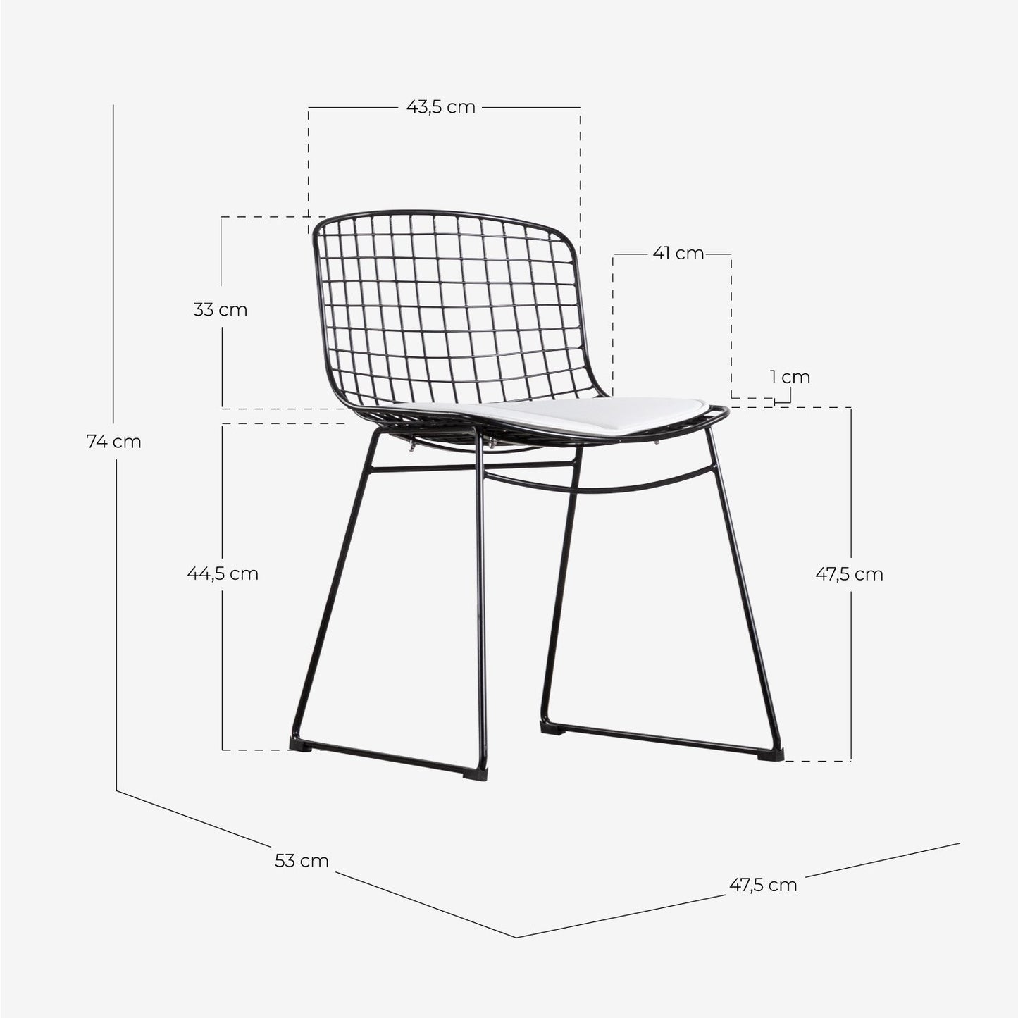 Pack 4 Sillas de Comedor de Acero Aras Respaldo Bajo Negro - The Masie