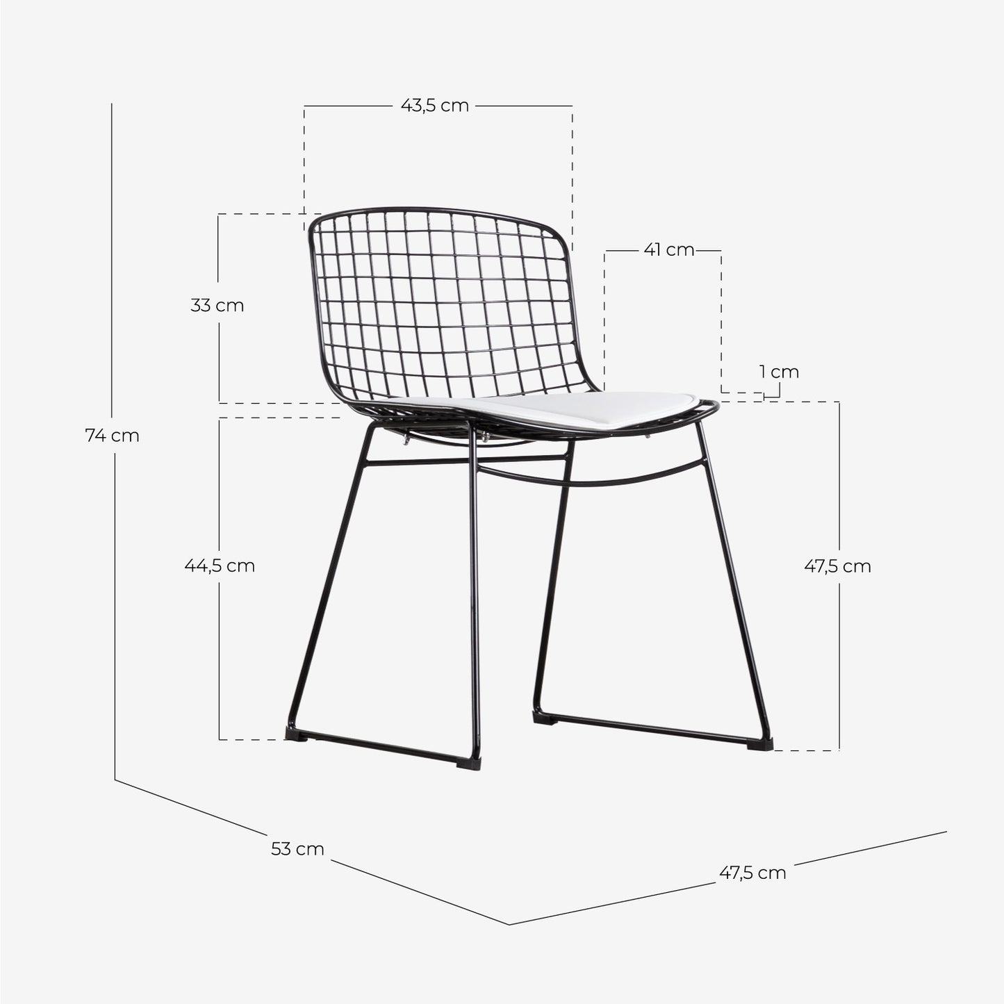 Pack 4 Sillas de Comedor de Acero Aras Respaldo Bajo Cromado - The Masie