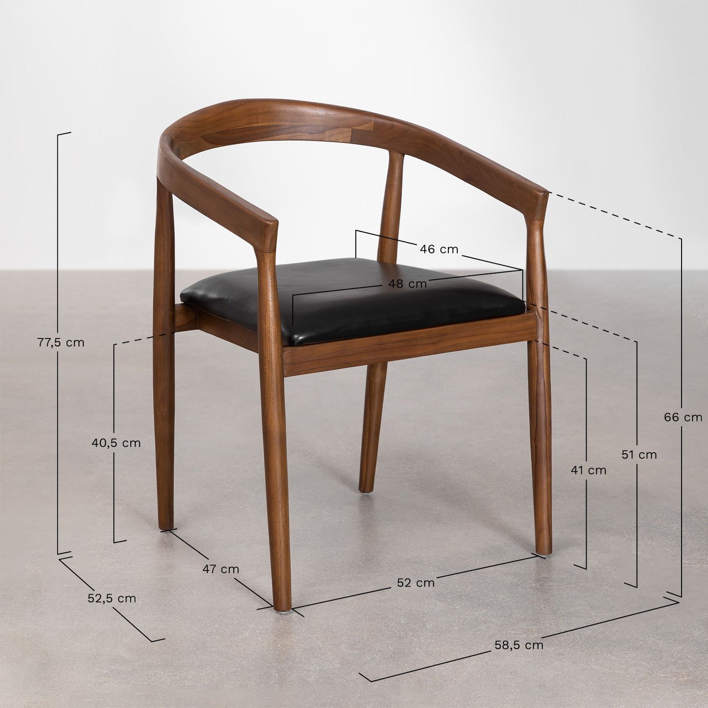 Pack de 4 sillas de comedor en piel Visby Negro -  SKLUM