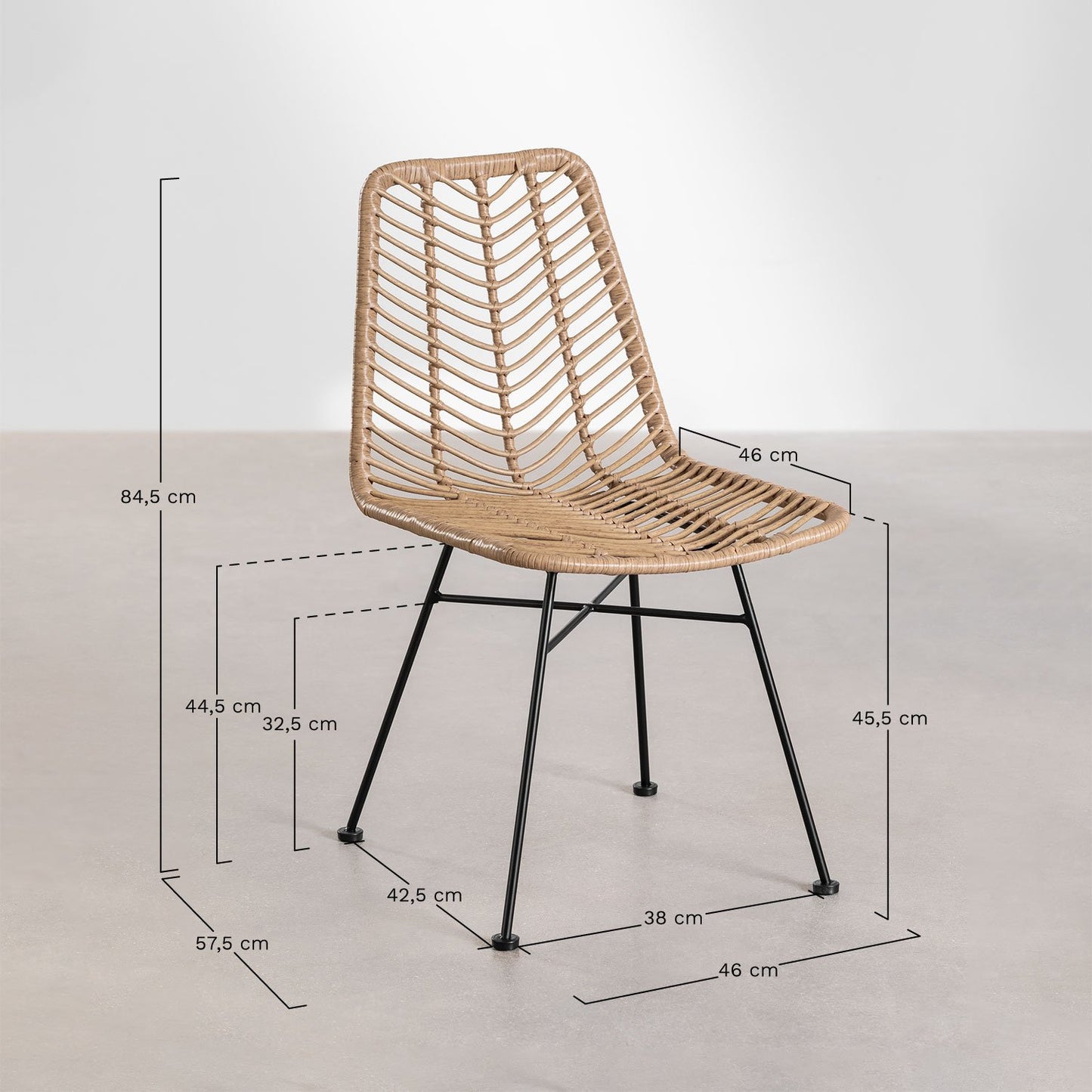 Pack de 4 Sillas de Jardín en Ratán Sintético Gouda Natural Natural -  SKLUM