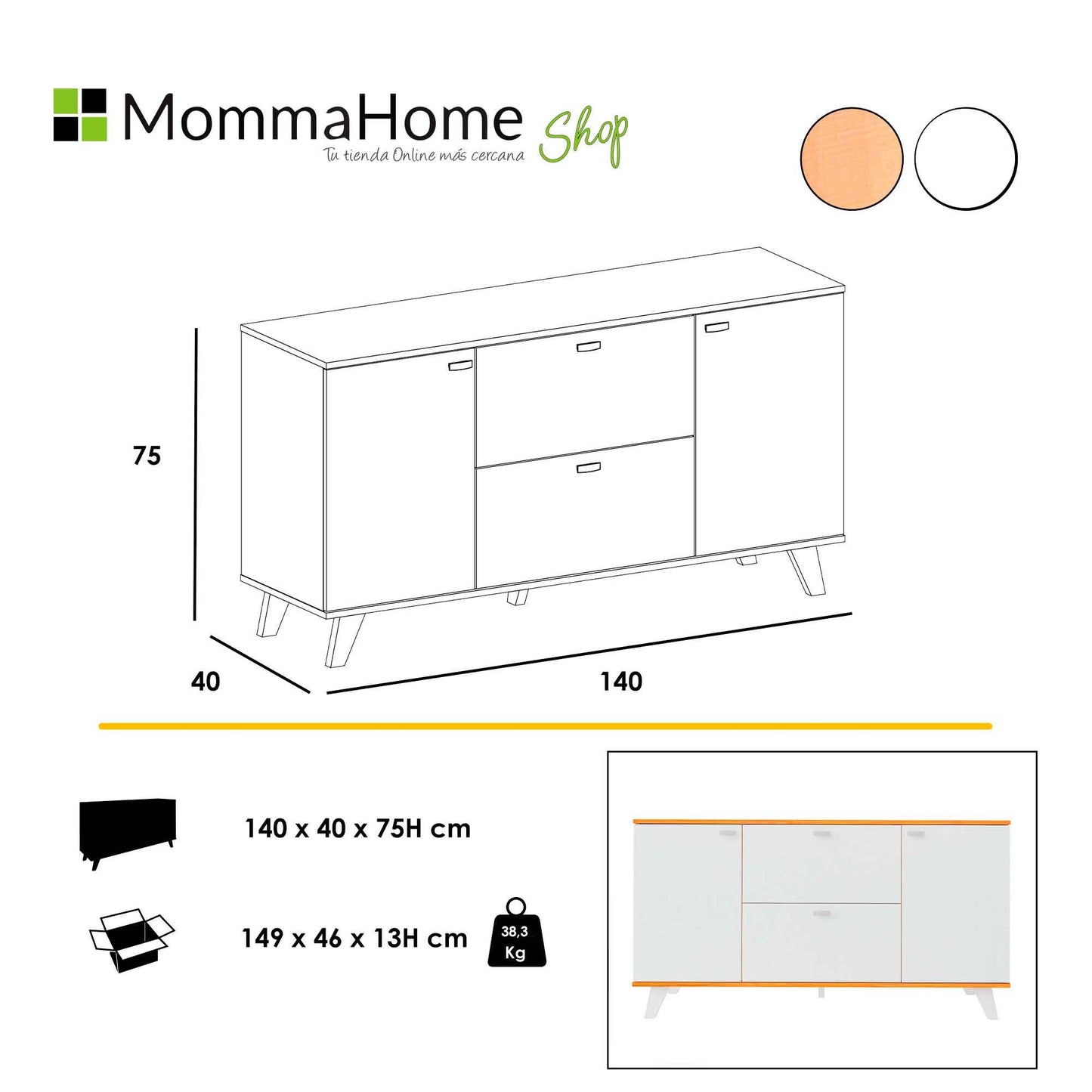 Pack Quiatur aparador + estantería - Momma Home