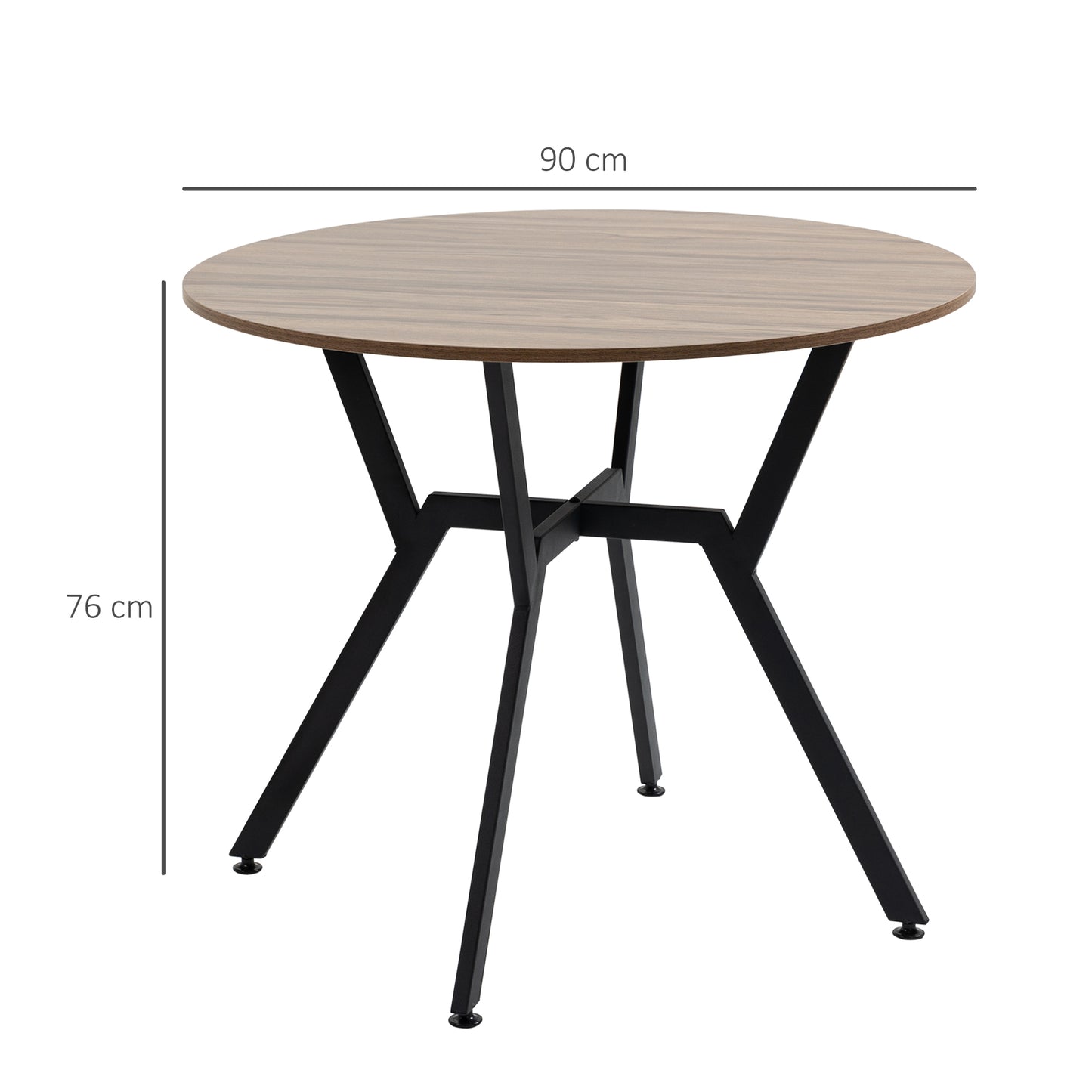 HOMCOM Mesa de Comedor Redonda Mesa de Cocina Industrial con Tapa de Madera y Marco de Acero para Salón Carga 60 kg Ø90x76 cm Marrón