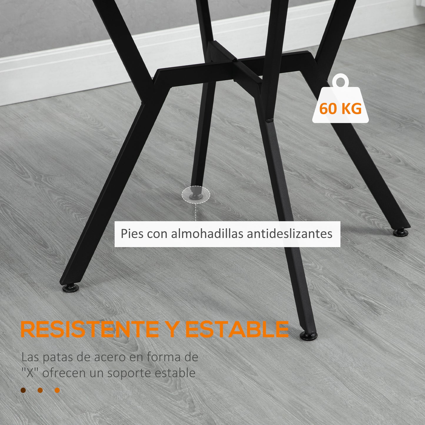 HOMCOM Mesa de Comedor Redonda Mesa de Cocina Industrial con Tapa de Madera y Marco de Acero para Salón Carga 60 kg Ø90x76 cm Marrón