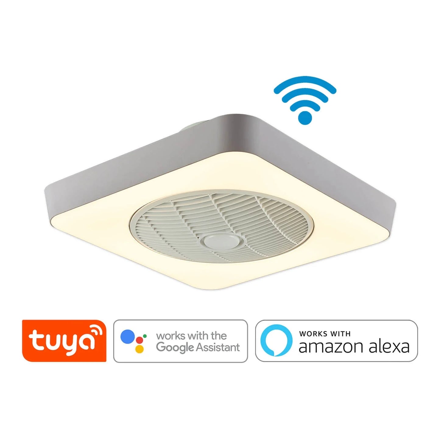 Lúzete - Plafón Ventilador Led 40 W Regulable Wi Fi Plata Tulipan