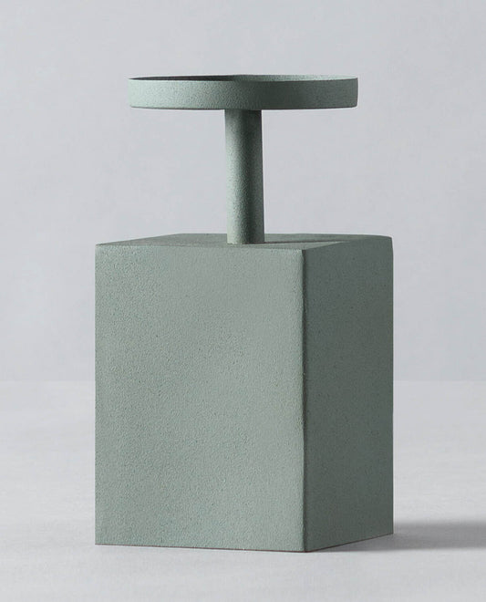 Portavelas de Metal (16 cm) Nozel Verde ceniza claro - The Masie