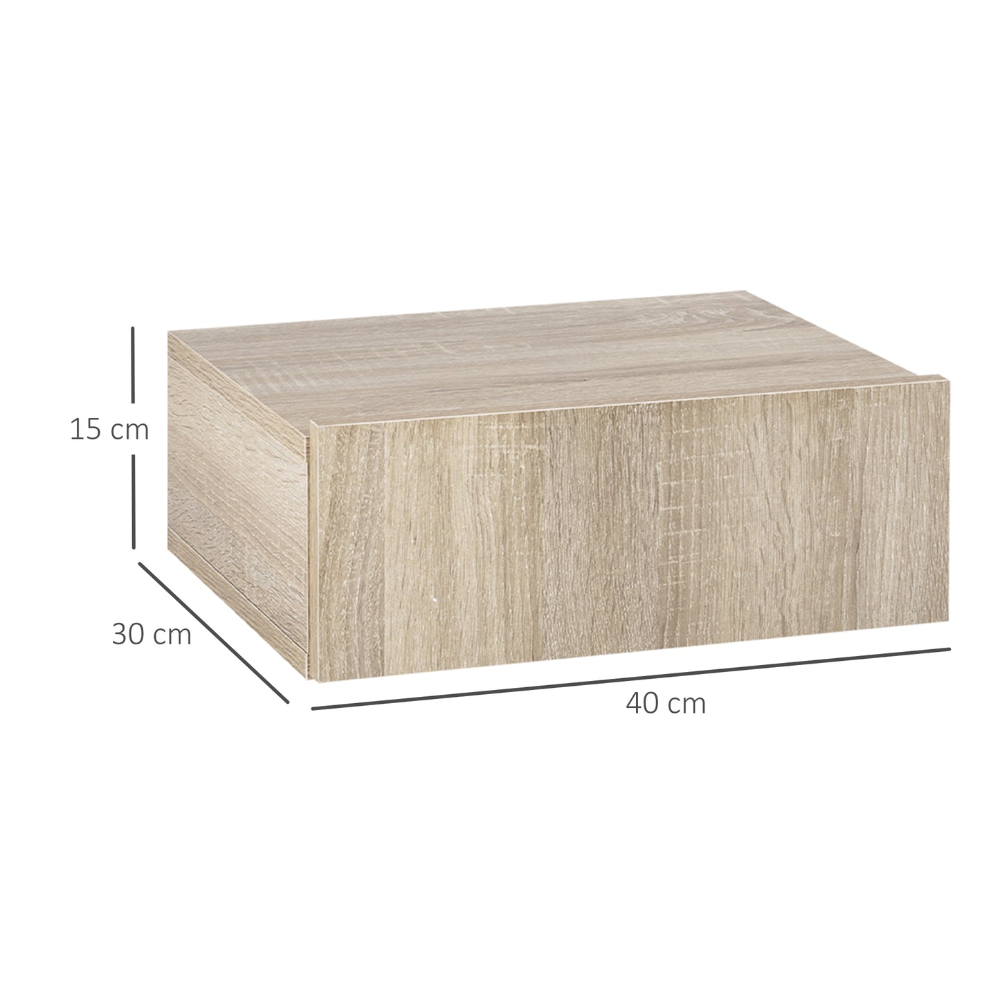 HOMCOM Set de 2 Mesitas de Noche Flotantes con 1 Cajón Diseño Montado en la Pared Estilo Moderno para Dormitorio 40x30x15 cm Natural