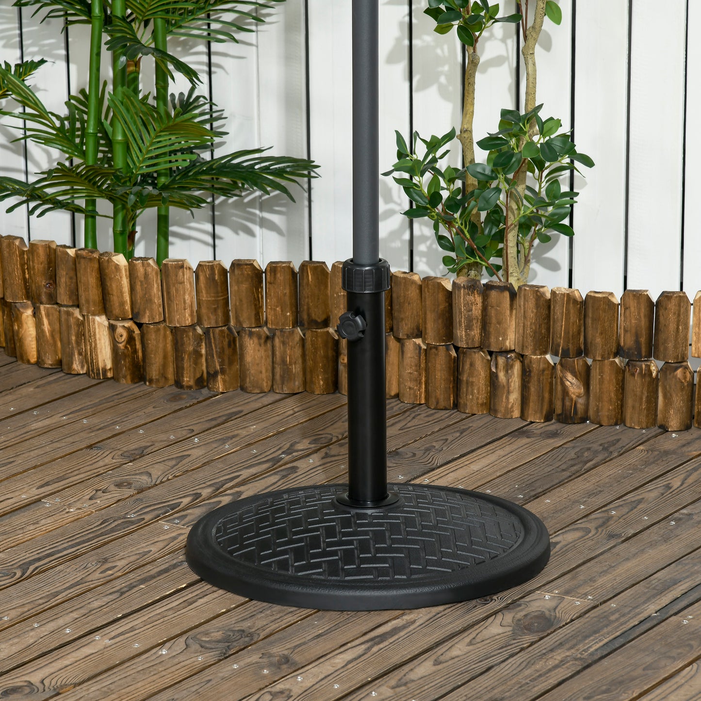 Outsunny Base de Sombrilla de Hormigón Soporte para Parasol de 14 kg Pie de Parasol para Mástil de Ø32-38 mm para Jardín Terraza Patio Ø46x34 cm Negro