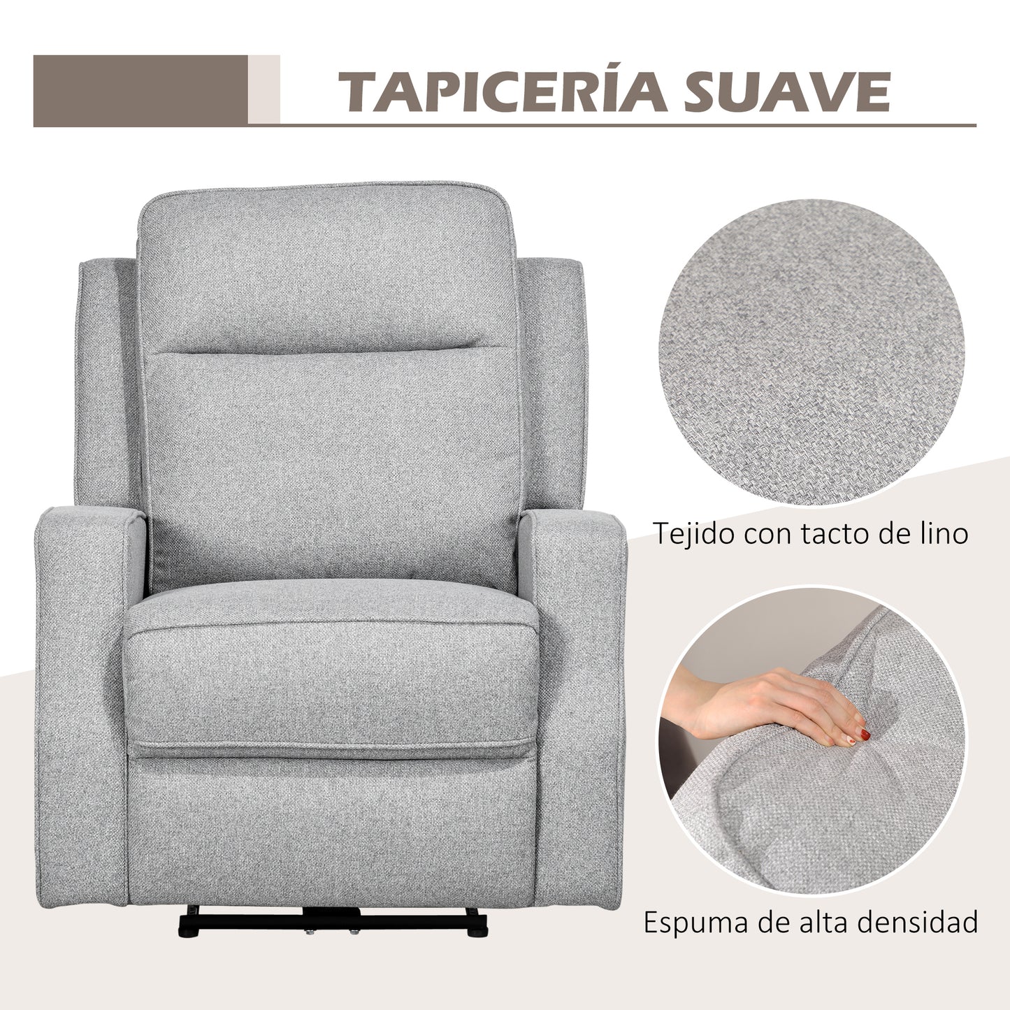 HOMCOM Sillón Relax Reclinable Eléctrico Sillón Relax de Salón con Reposabrazos Ángulo de Reclinación hasta 150°y USB Carga 136 kg Sofá Reclinable para Salón Oficina Dormitorio 84x92x104 cm Gris