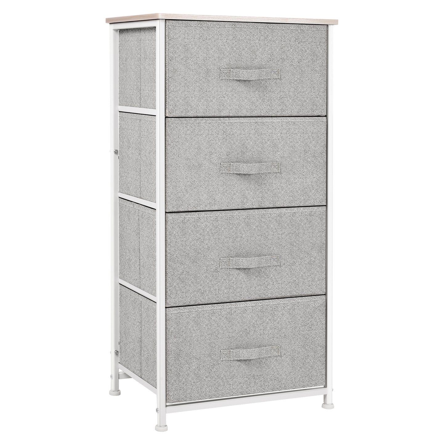 HOMCOM Cajonera Cómoda Organizador con 4 Cajones de Tela Mesilla de Noche para Dormitorio Salón Armario con Cajones 45x30x92cm Organizador Almacenaje