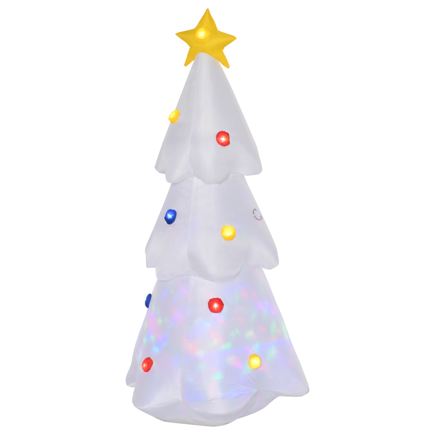 HOMCOM Árbol de Navidad Inflable 122 cm de Altura con Luces LED e Inflador Decoración Navideña para Interiores Exteriores 60x51x122 cm Blanco