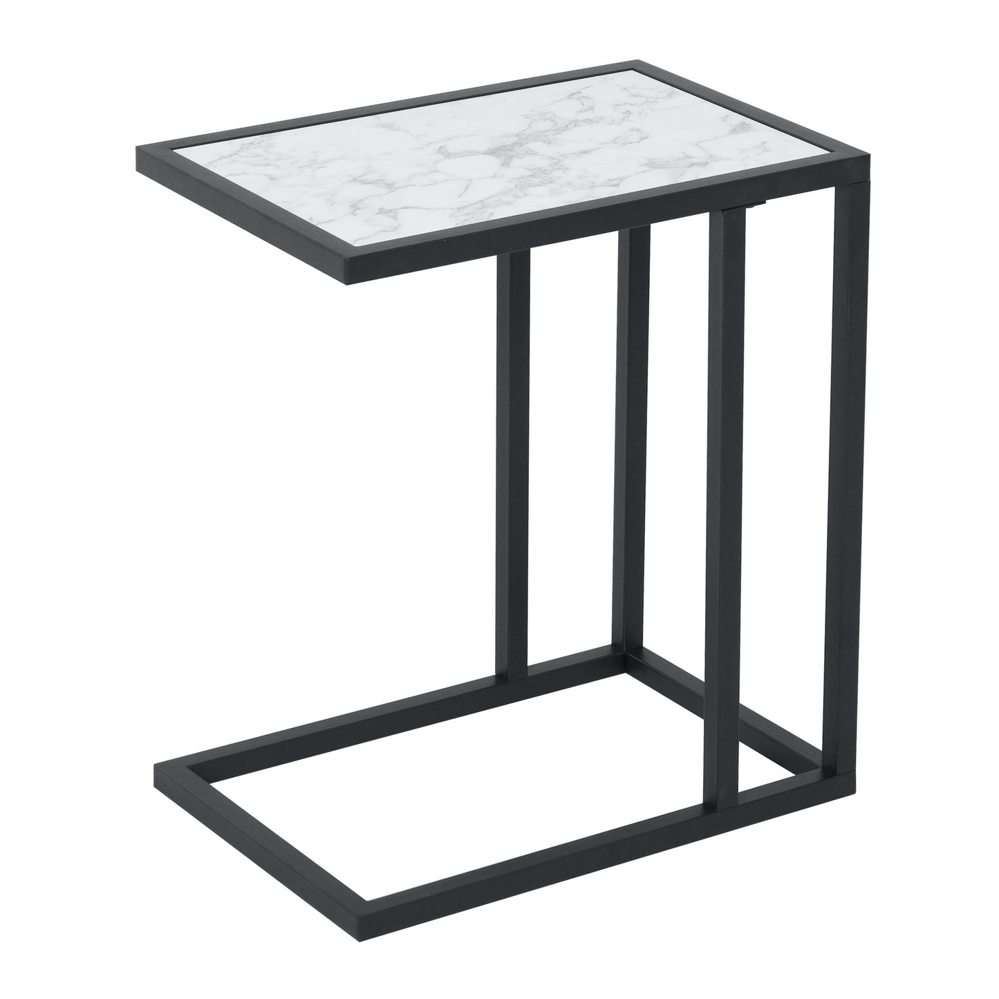 HOMCOM Mesita Auxiliar Mesa Lateral para Sofá Moderna con Superficie Imitación Mármol Estructura de Metal Ahorro de Espacio 45x30x51,5 cm Blanco