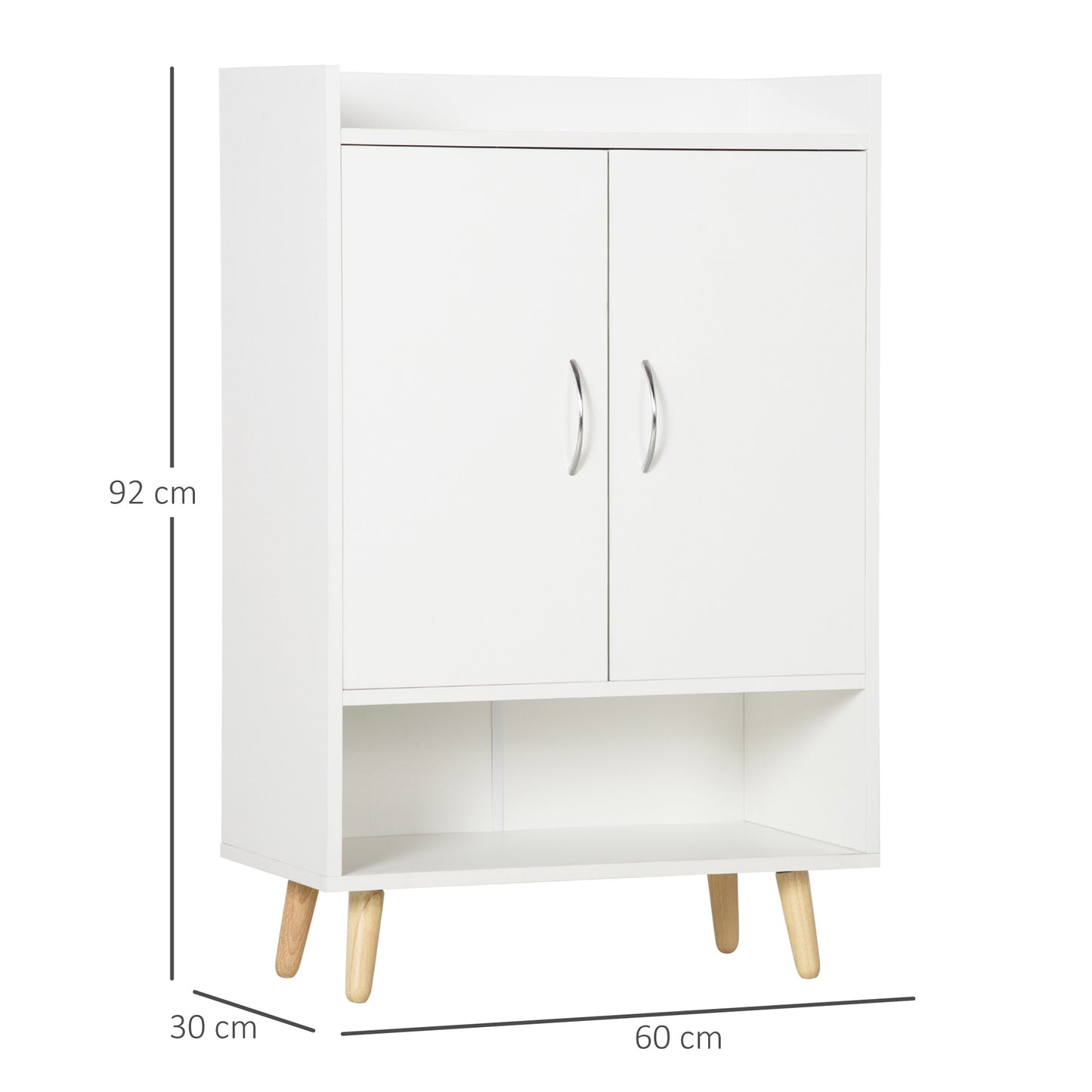 HOMCOM Mueble Zapatero de 2 Puertas Moderno Armario Auxiliar para 12 Pares de Zapatos con 4 Estantes para Recibidor Salón Dormitorio 60x30x92 cm Blanco