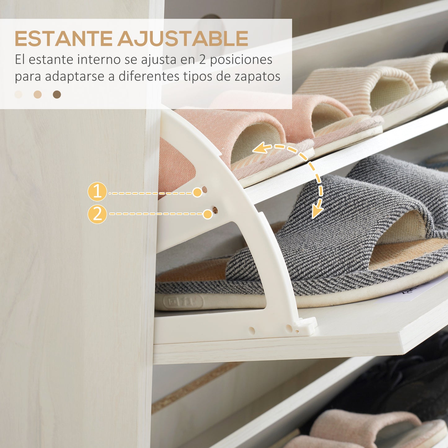 HOMCOM Armario de Zapatos Moderno Mueble Zapatero con 3 Cajones Abatibles para 12 Pares de Zapatos y Estante Ajustable para Pasillo Entrada 70x23,5x122 cm Blanco