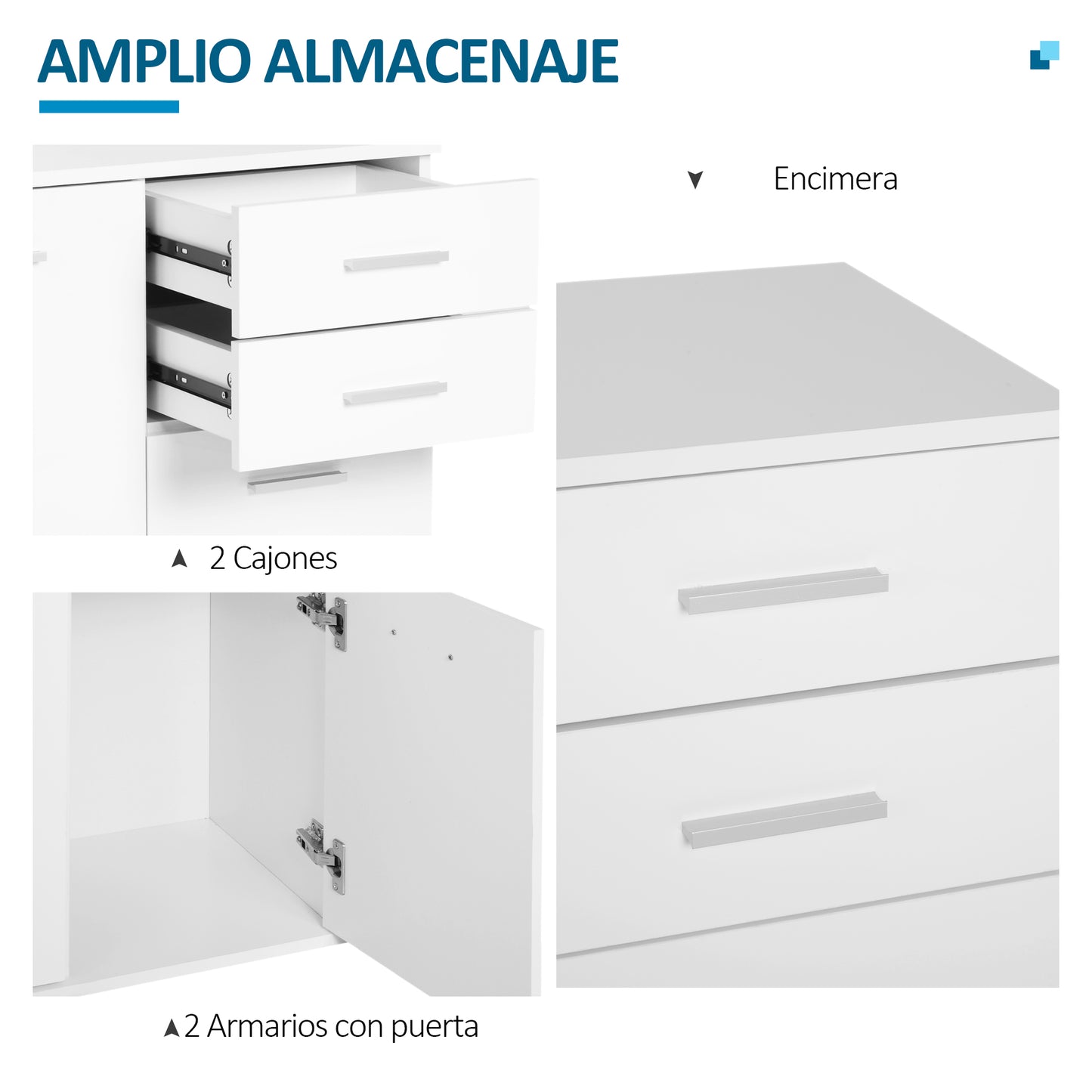 HOMCOM Armario Gabinete Consola Aparador Buffet Mueble Organizador de Almacenaje Multiusos de Comedor Salón con Puertas y Cajones 71x35x76cm