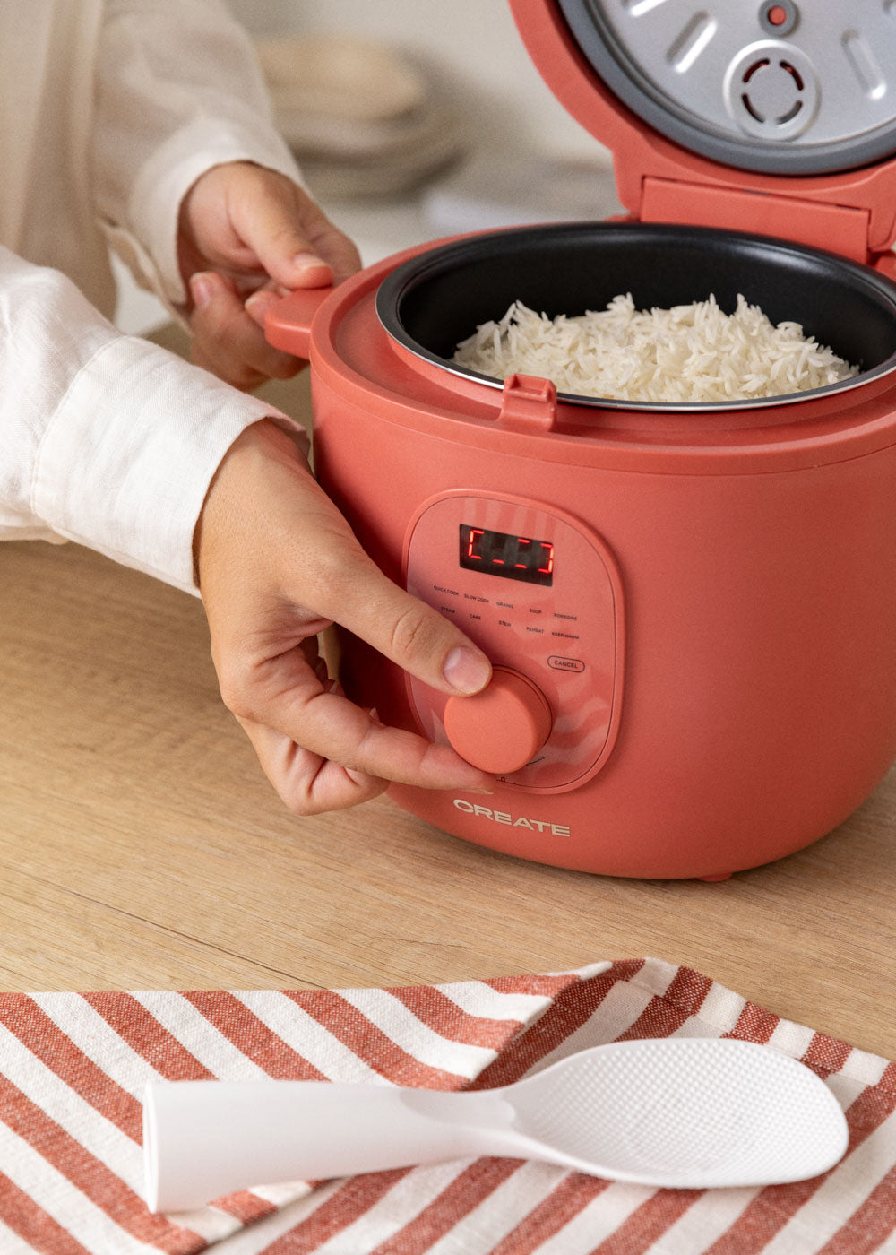 RICE COOKER STUDIO - Arrocera eléctrica de 2L con cesta vaporera