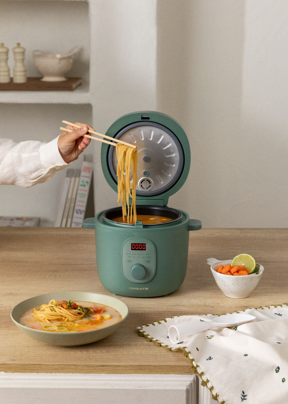 RICE COOKER STUDIO - Arrocera eléctrica de 2L con cesta vaporera